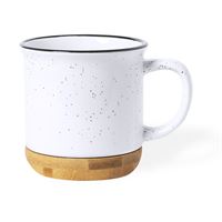 TAZZA IN CERAMICA CON BASE IN BAMBOO